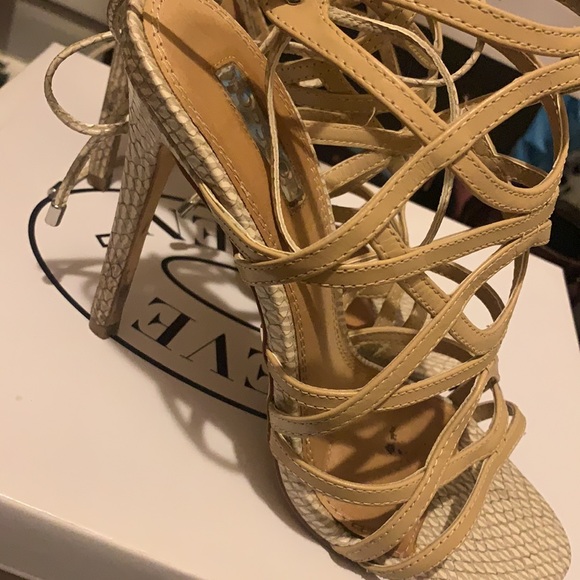 NORDSTROM TOP SHOP LACE UP SNAKESKIN HEEL - Picture 2 of 3